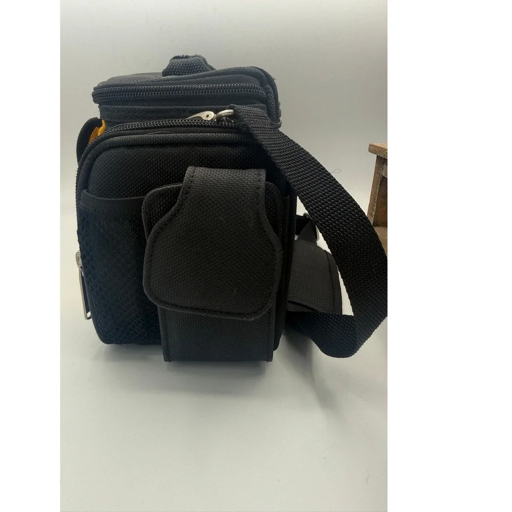 NASCAR Black Yellow Canvas Multi-Pocket Camera Gear Bag Shoulder Strap Racing